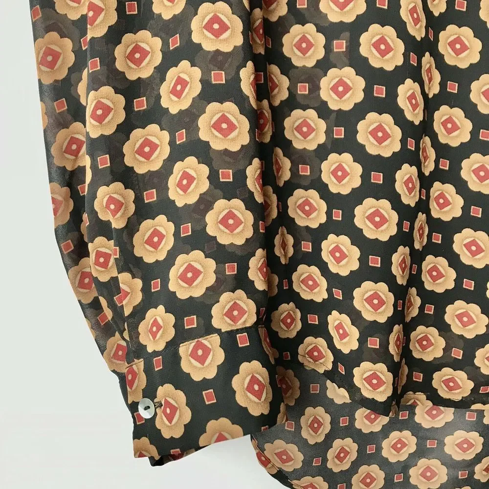 Daniel Rainn Floral Medallion Blouse Career Top Business Casual Long Sleeve Sz S - Picture 6 of 7